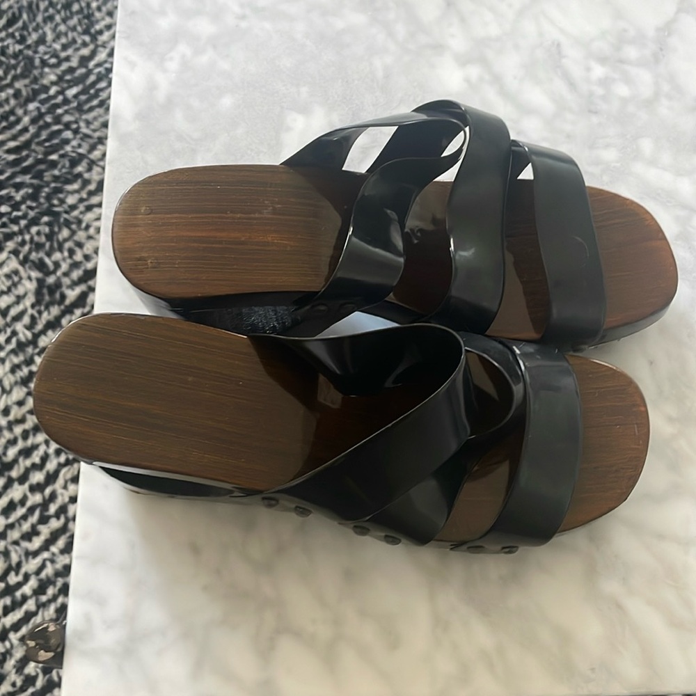 Vintage Japanese clog jellies wooden sz 6